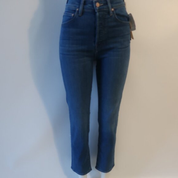 NWT Womens MOTHER High Waisted Hiker Hover Blue Jeans 24 - Picture 1 of 13